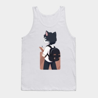 Adorable Cat Ready for Learning Tank Top